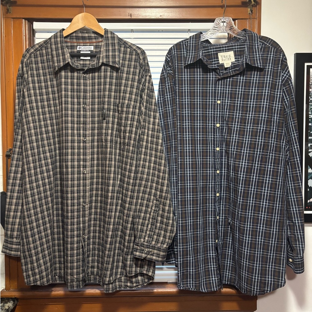 Plaid button down dress casual shirts 3XLT Columbia and True Nation NWOT
